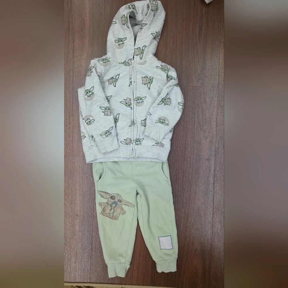 Star Wars Grogu Baby Yoda Hoodie 3T + Jogger Pants 2T Sherpa Set